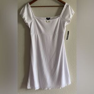 NEW Juniors’s White Short Sleeve Mini Dress Cottage Casual XL Extra Large